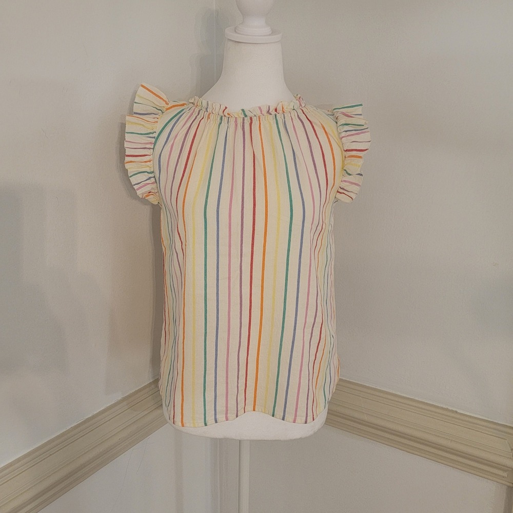 THML Ruffle Sleeve Blouse‎ Striped Boho Lightweight Womens XS Multicolor Top - Picture 2 of 9